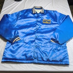 Vintage 1980' Holloway Men’s Satin Bomber Jacket XL Blue Safety Award Patch